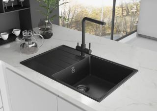 Смеситель для кухни Ulgran Quartz UQ-016-07 с дополнительным краном для питьевой воды уголь